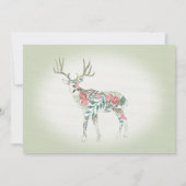 Invitation Fille Baby shower Rose Floral Deer Antler (Dos)