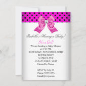 Invitation Fille Baby shower rose noir points blancs (Dos)