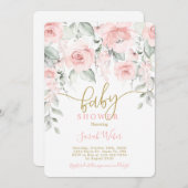 Invitation Fille baby shower rose pâle (Devant / Derrière)