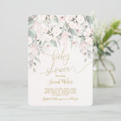 Invitation Fille baby shower rose pastel (Debout devant)