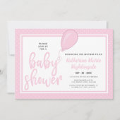Invitation Fille Baby shower rose Polka Dot BOHO QR Code (Devant)