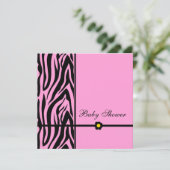 Invitation Fille Baby shower rose Zebra (Debout devant)