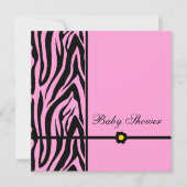 Invitation Fille Baby shower rose Zebra (Devant)