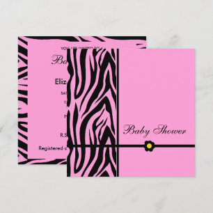 Invitation Fille Baby shower rose Zebra