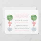 Invitation Fille Baby shower Smart Lollipop Topiary Pink Bow (Devant)