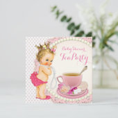 Invitation Fille Baby shower Tea Party (Debout devant)