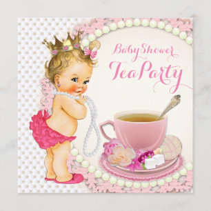 Invitation Fille Baby shower Tea Party