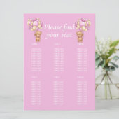 Invitation Fille Baby Shower Teddy  Ballon  Panneau de table  (Debout devant)