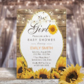 Invitation Fille Baby shower Tournesols Rustiques Lumières à