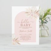 Invitation fille Baby shower tropical rose vif (Debout devant)