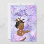 Invitation Fille Baby shower violet Lilac Pearl Ethnique (Devant)