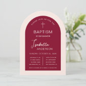 Invitation Fille Baptême Arc Bourgogne Rose Script moderne (Debout devant)