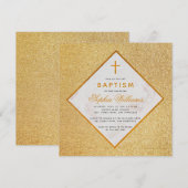 Invitation Fille Baptême Faux Gold Parties scintillant Marbre (Devant / Derrière)