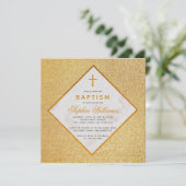Invitation Fille Baptême Faux Gold Parties scintillant Marbre (Debout devant)