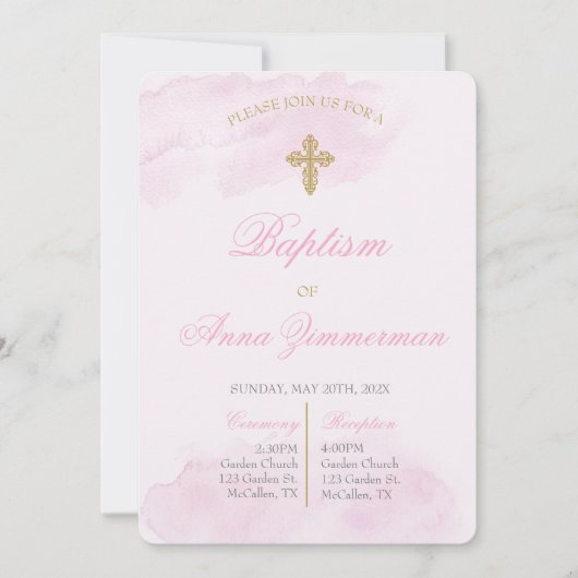 Invitation Fille baptisée modifiable (Devant)