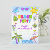 Invitation Fille Beach Party Anniversaire (Debout devant)