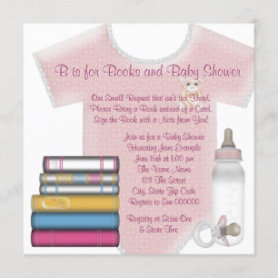 Invitation Fille Bébé Apporte un Livre Baby Shower