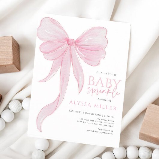 Invitation Fille Bébé Arc-en-ciel Rose Délicat