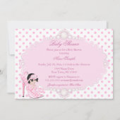 Invitation Fille Bébé Baby Shower Rose Blanc Points C (Dos)