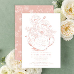 Invitation Fille bébé brasse Vintage rose florale douche