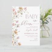 Invitation Fille bébé en fleurs Baby shower Fleur sauvage (Debout devant)