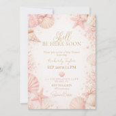 Invitation Fille Bébé Fête Prénatale Shell Arrive Bientôt (Devant)