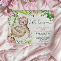 Fille bébé paresseux rose verdure tropicale shower