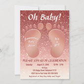 Invitation Fille bébé pieds Rose or Parties scintillant Ombre (Devant)