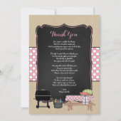 Invitation Fille bébé Q merci note poème / baby shower barbec (Devant)