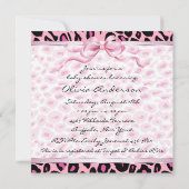 Invitation Fille Bébé Rose Léopard Noir Fête de Bébé Fille (Dos)