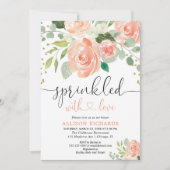 Invitation Fille bébé saupoudrer d'aquarelles florales verdur (Devant)