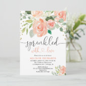 Invitation Fille bébé saupoudrer d'aquarelles florales verdur (Debout devant)