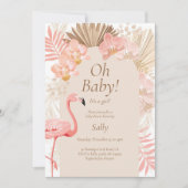 Invitation Fille bébé shower flamant rose (Devant)