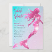 Invitation Fille Bébée de Sirène Splish Splash 1er anniversai (Devant)