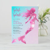 Invitation Fille Bébée de Sirène Splish Splash 1er anniversai (Debout devant)