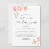 Invitation Fille Bébée virtuelle Saupoudrer d'aquarelle rose (Devant)