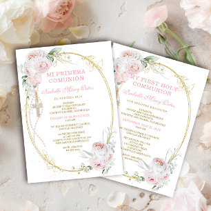 Invitation Fille bilingue espagnol anglais Première Communion