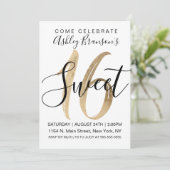 Invitation Fille Blanc Faux Gold Foil Sweet 16 (Debout devant)