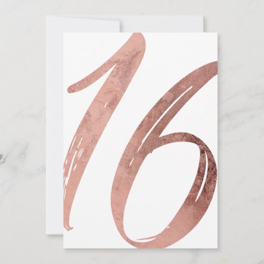Invitation Fille Blanc Faux Rose Gold Foil Moderne Sweet 16 (Dos)