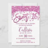 Invitation Fille blanche brillant rose Parties scintillant po (Devant)