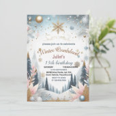 Invitation Fille bleue glacée neige hiver Onederland 13e anni (Debout devant)
