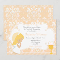 Fille blonde Première communion Damas