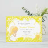 Invitation Fille blonde Première communion Damas (Debout devant)