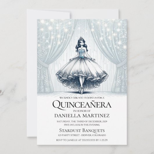 Invitation Fille Blue Quinceañera (Devant)