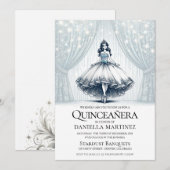 Invitation Fille Blue Quinceañera (Devant / Derrière)