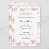 Invitation Fille Blush Pink Bows Anniversaire (Devant / Derrière)