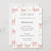 Invitation Fille Blush Pink Bows Anniversaire (Devant)