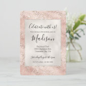 Invitation Fille Blush Pink Glam Empreinte de léopard or (Debout devant)