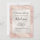 Invitation Fille Blush Pink Glam Empreinte de léopard or (Devant)