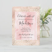 Invitation Fille Blush Pink Glam Empreinte de léopard or (Debout devant)